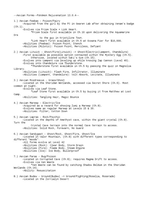 Aevian Form Information .